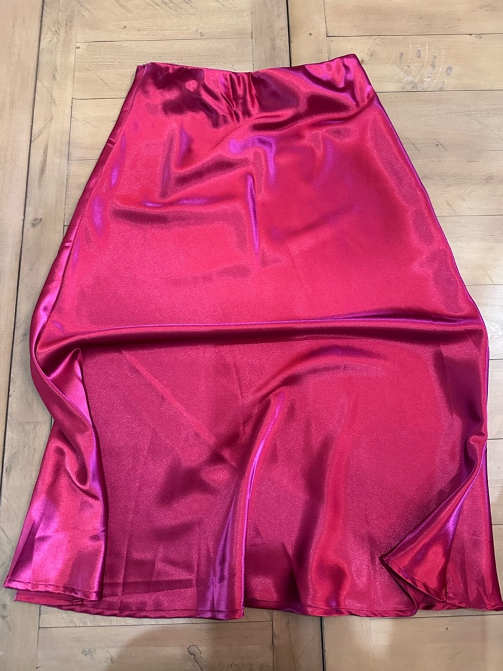 SHEIN Shiny Midi Skirt in Hot Pink